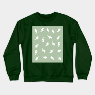 Sage Green and White Lightning, Thunder, Bolts Pattern Crewneck Sweatshirt